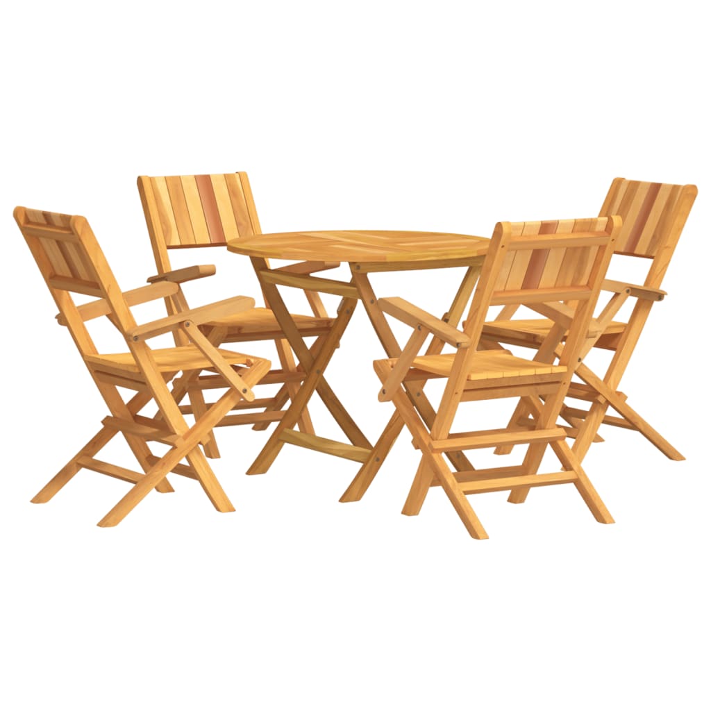 Garden dining table set 5 pieces solid teak wood - with armrests, round, 1 - number 2.