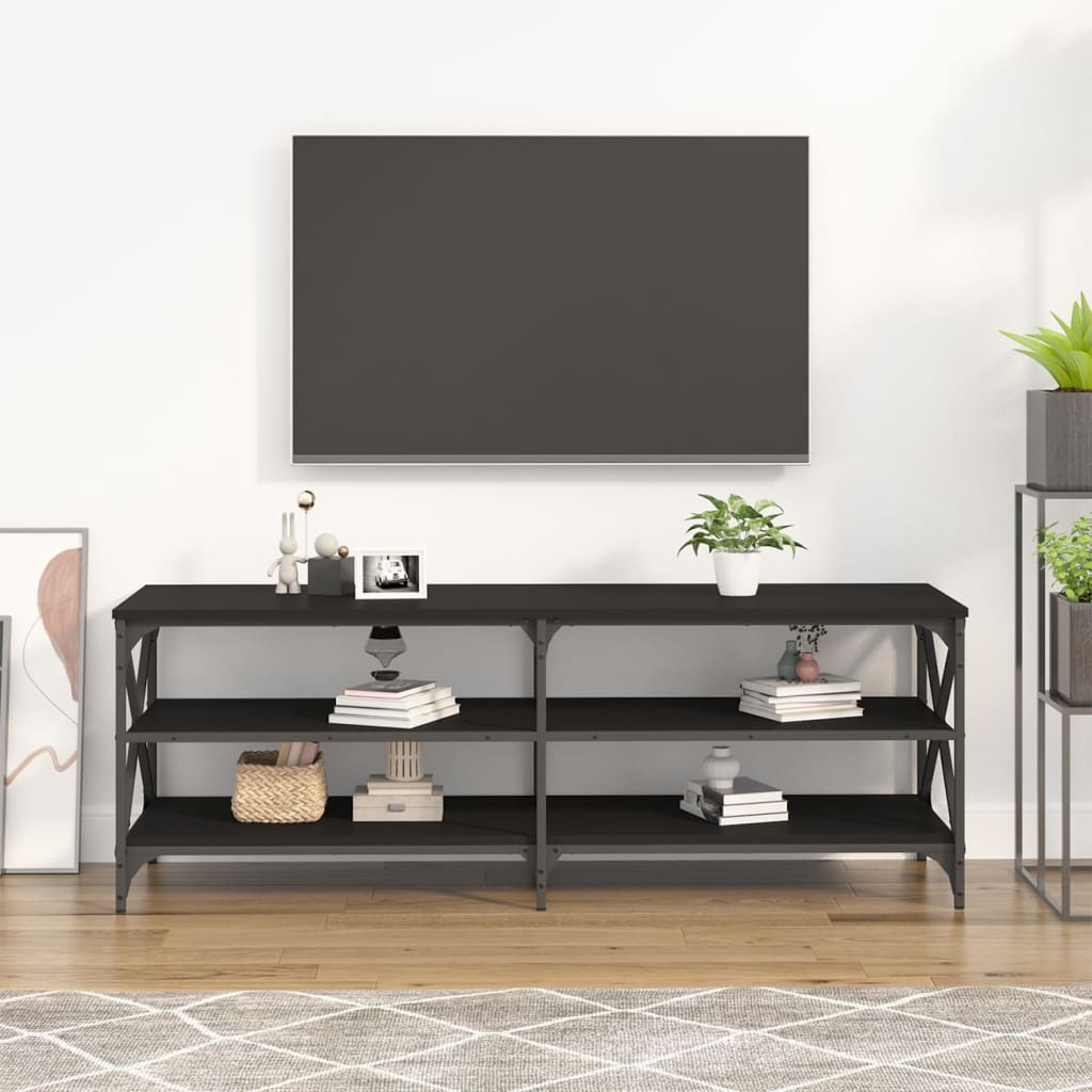 Stolik pod tv 140x40x50 cm drewno klejone - czarny, 1 - number 3.