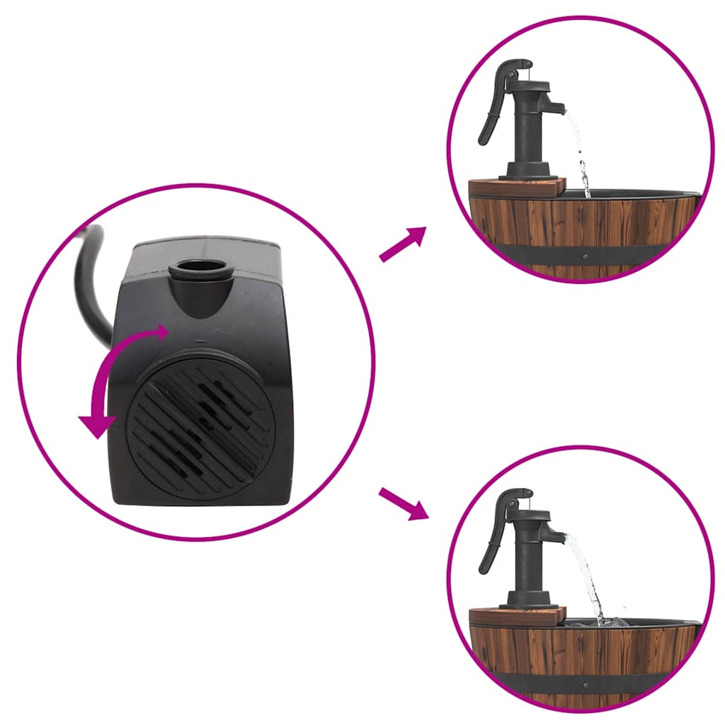 Fontæne med pumpe 60x60x94 cm massivt fyrretræ - 3 niveauer - number 6.