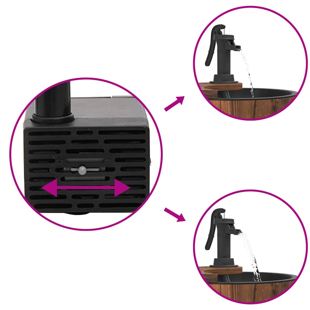 Fontæne med pumpe 28x28x34,5 cm massivt fyrretræ - number 6.