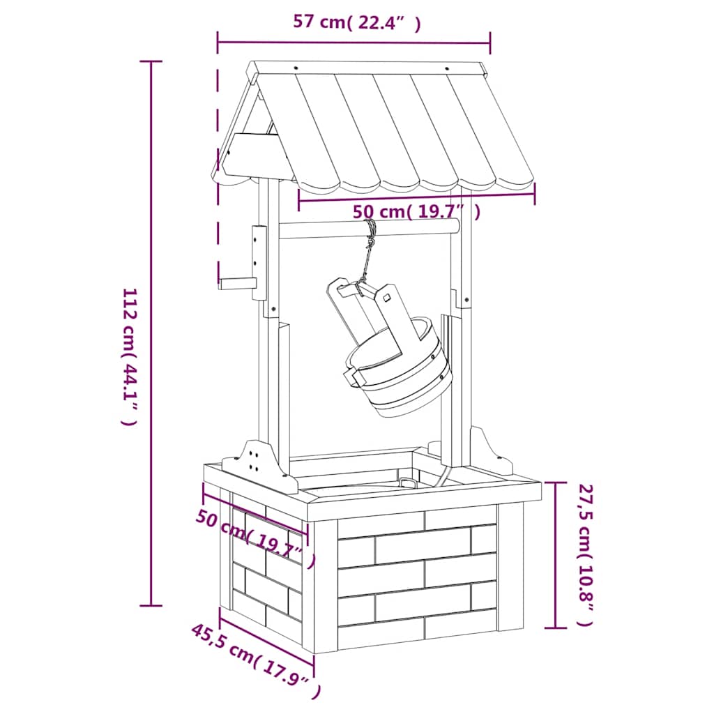 Puits à souhaits avec pompe 57x50x112 cm pin massif - number 10.