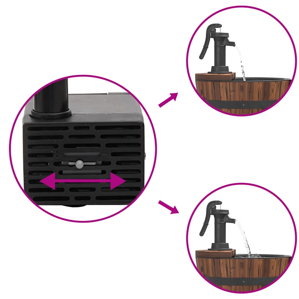 Fontæne med pumpe og hjul 55x55x80 cm massivt fyrretræ - number 6.