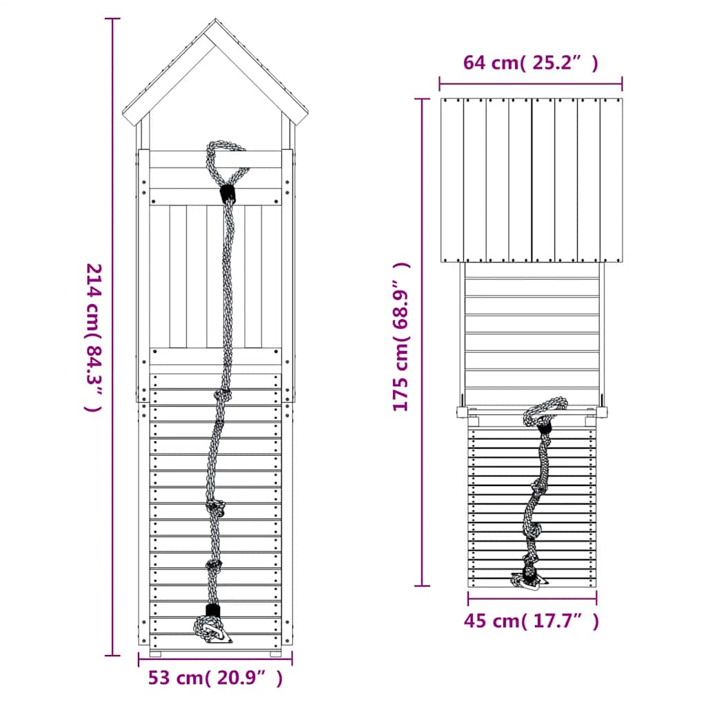 Maisonnette de jeux avec mur d'escalade en sapin de douglas massif - number 9.