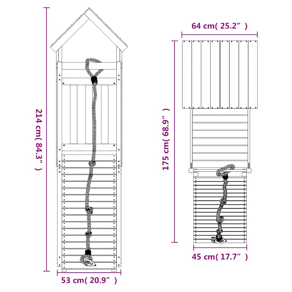 Maisonnette de jeux avec mur d'escalade en pin massif - number 9.
