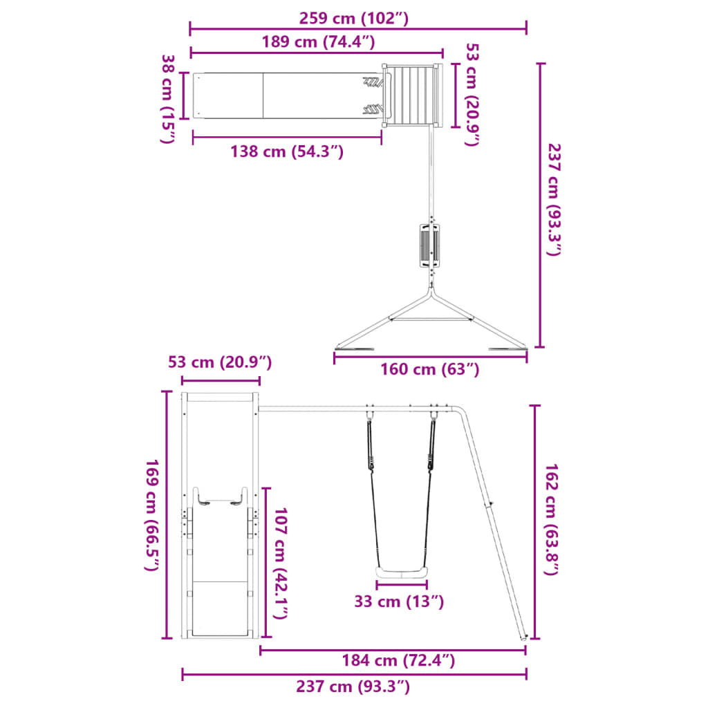 Portique de jeux extérieur en pin massif - number 11.