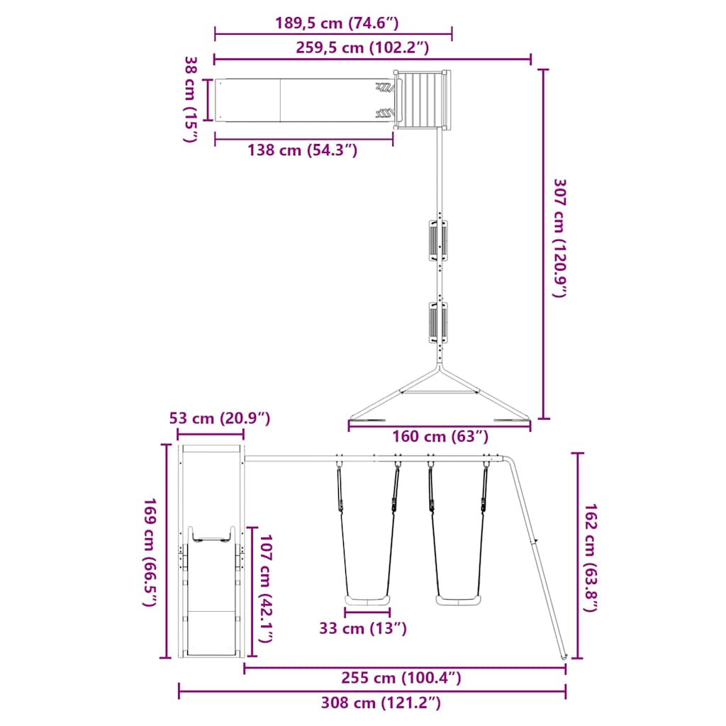 Portique de jeux extérieur en pin massif - number 11.