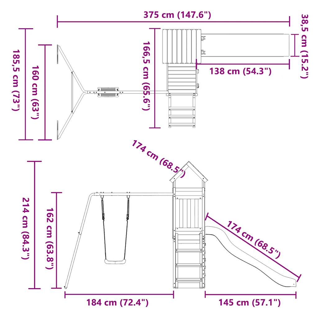 Portique de jeux extérieur en pin massif - number 12.