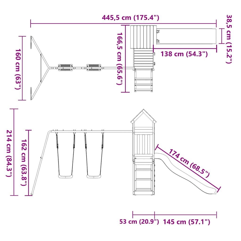 Vanjski igrač set impregnirani bor - number 12.