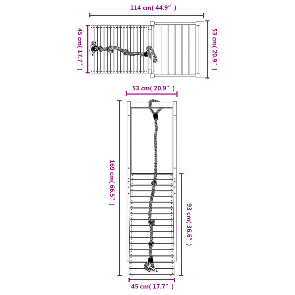 Maisonnette avec mur d'escalade en bois de pin imprégné - number 9.