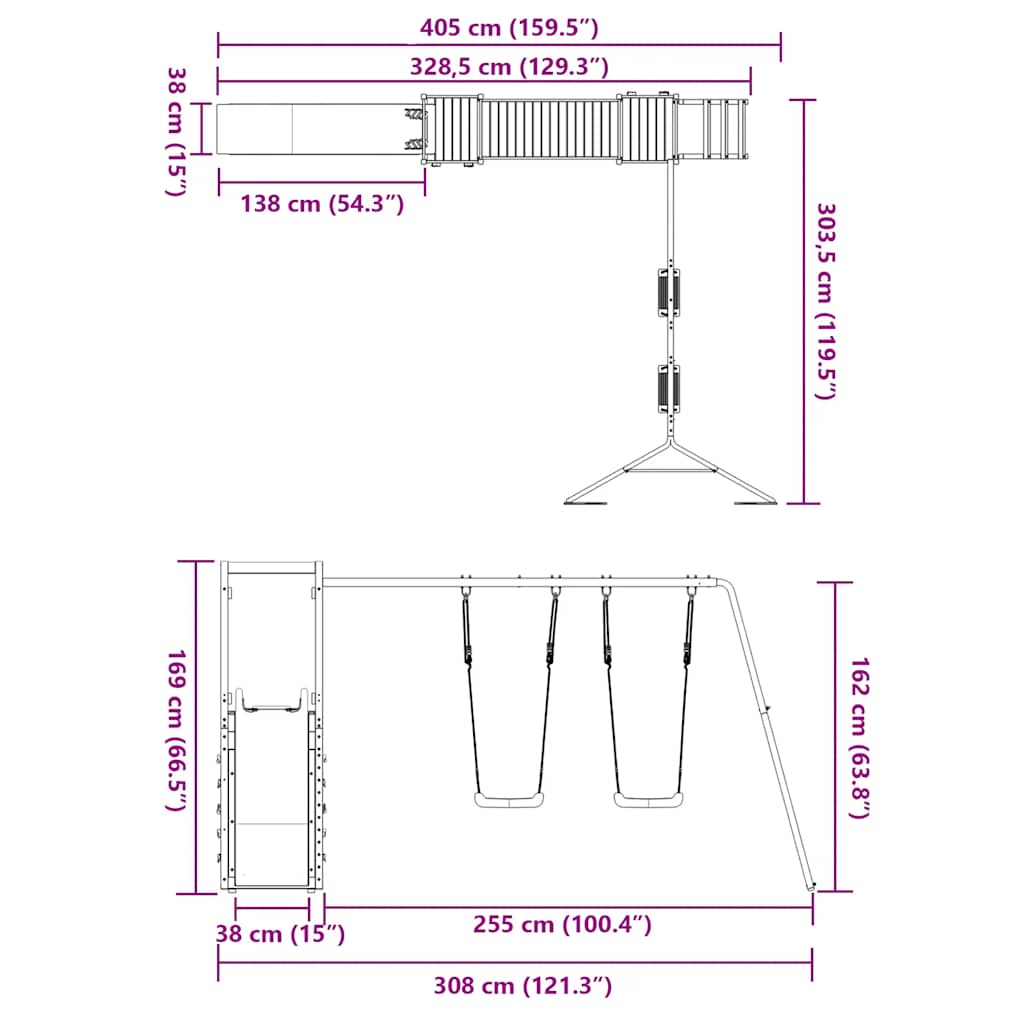 Portique de jeux extérieur en pin massif - number 12.