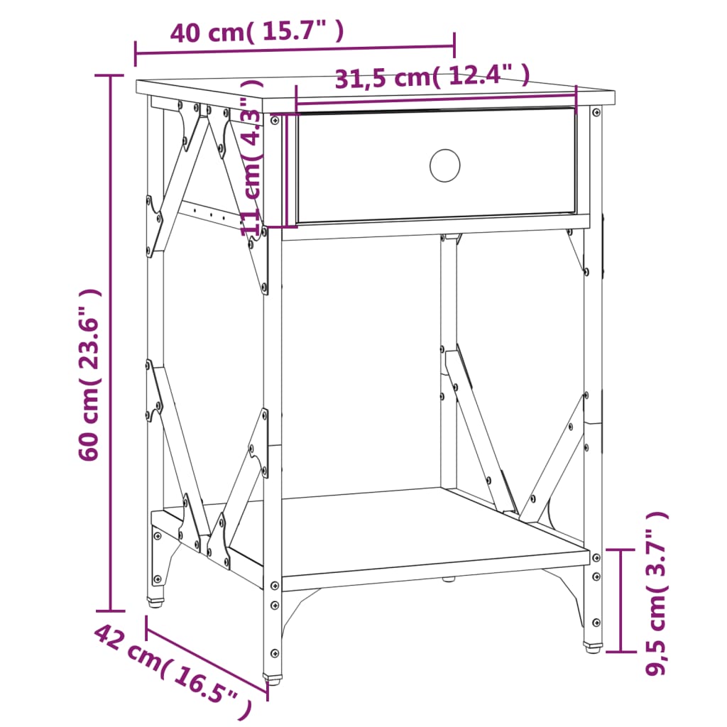 Nattbord 40x42x60 cm konstruert tre - svart, 1 - number 11.
