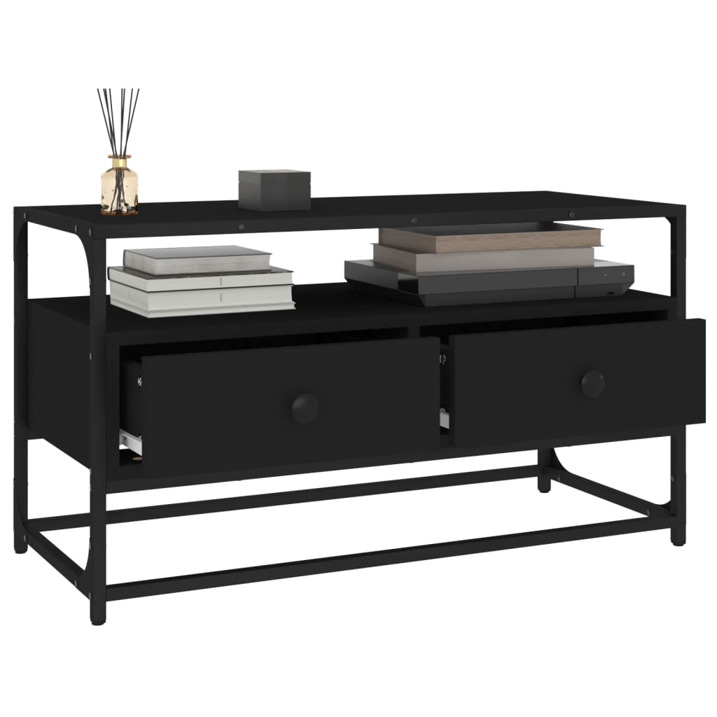 Tv-bord 80x35x45 cm konstrueret træ - sort, 1, 80 cm - number 4.