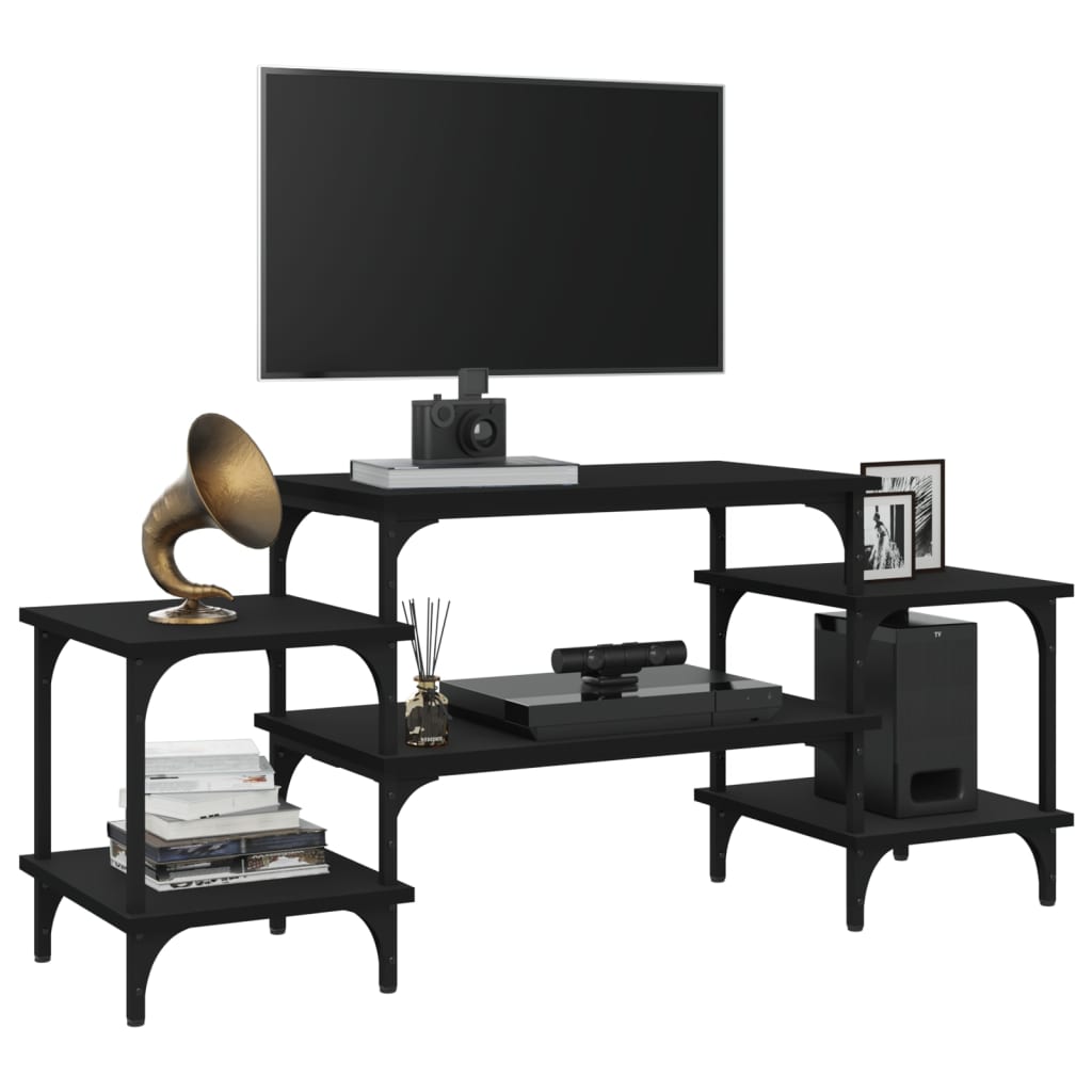 Stolik pod tv 117x35x52 cm drewno klejone - czarny, 1, 117 cm - number 4.