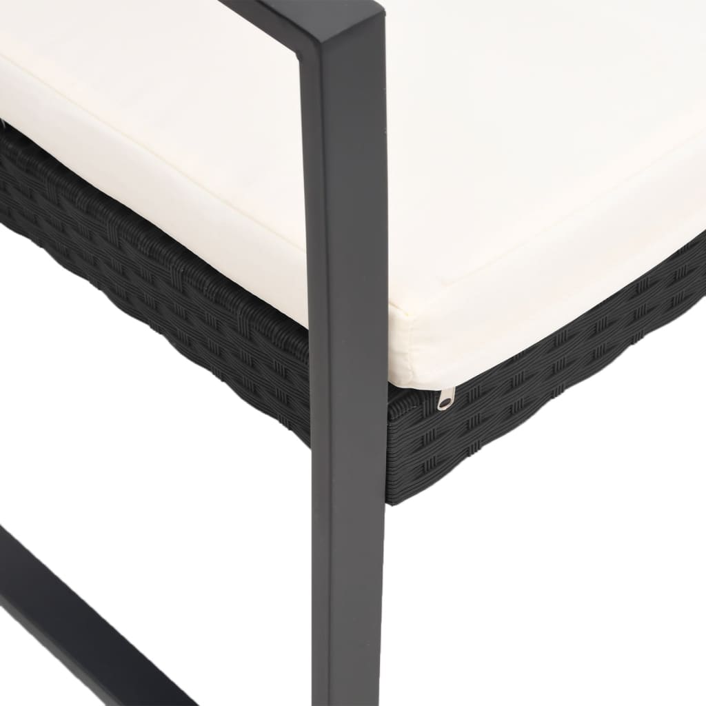 Spisebordssæt til haven dele med hynder polyrattan - sort, 3 - number 5.