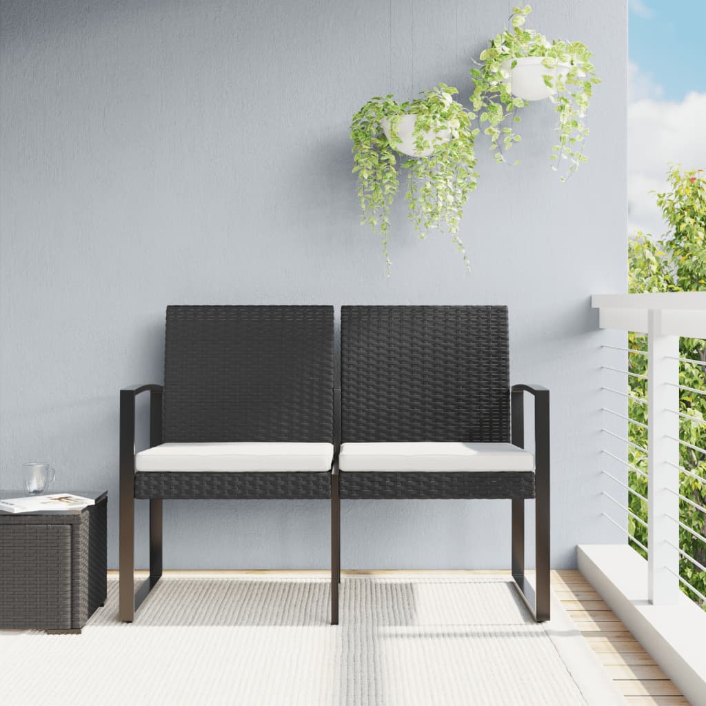 2-personers havebænk med hynder polyrattan sort - number 1.