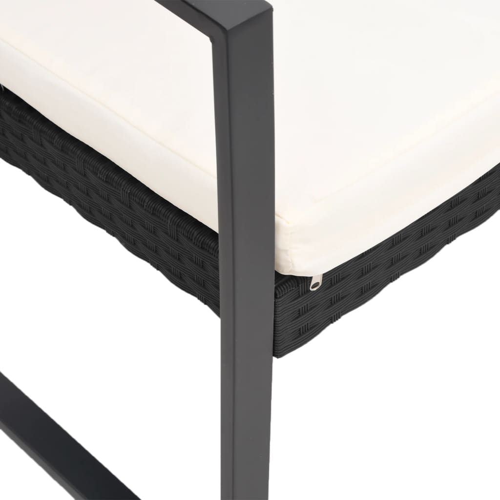 3-personers havebænk med hynder polyrattan sort - number 5.