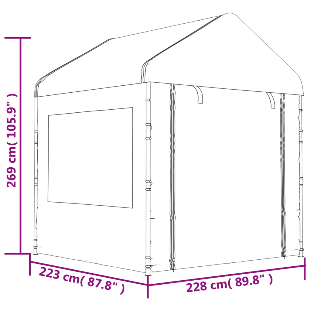 Pavillon med tag 6,69x2,28x2,69 m polyethylen hvid - 6.69 x 2.28 x 2.69 m - number 8.