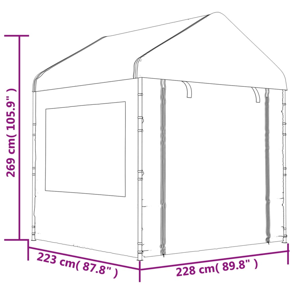 Pavillon med tag 8,92x2,28x2,69 m polyethylen hvid - 8.92 x 2.28 x 2.69 m - number 8.
