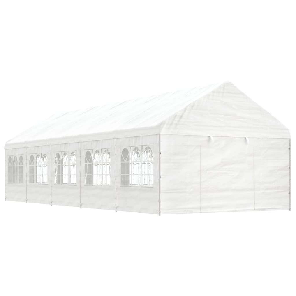 Pavillon med tag 11,15x4,08x3,22 m polyethylen hvid - number 1.