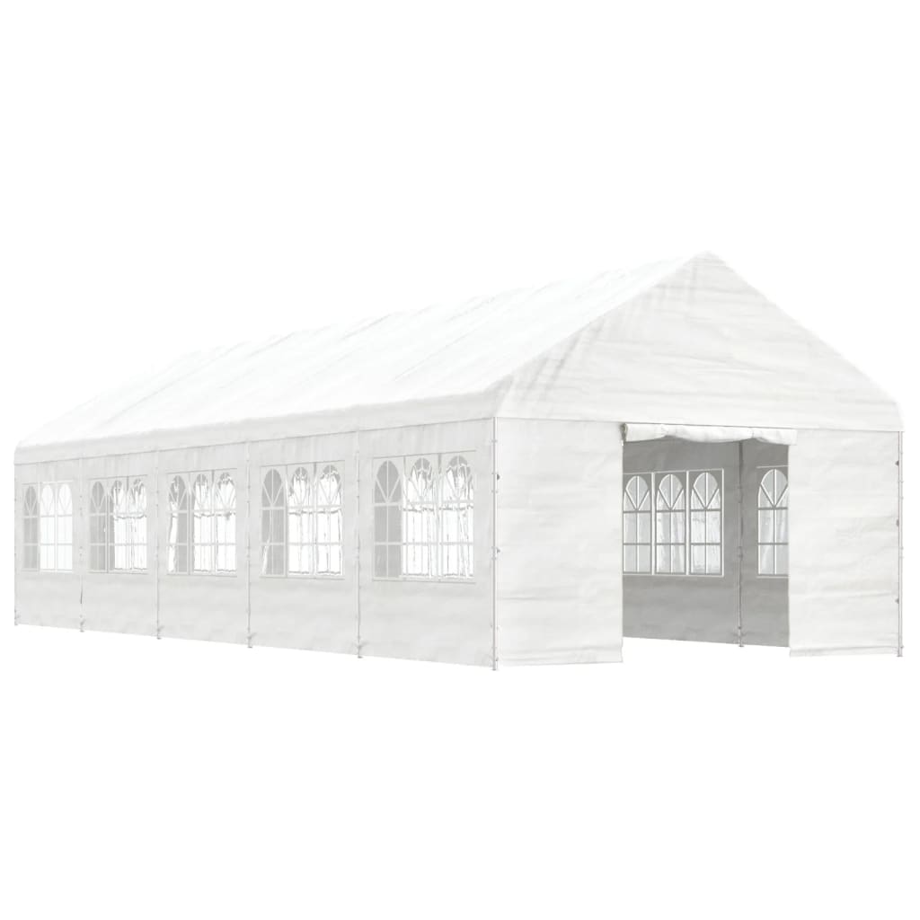 Pavillon med tag 11,15x4,08x3,22 m polyethylen hvid - number 2.