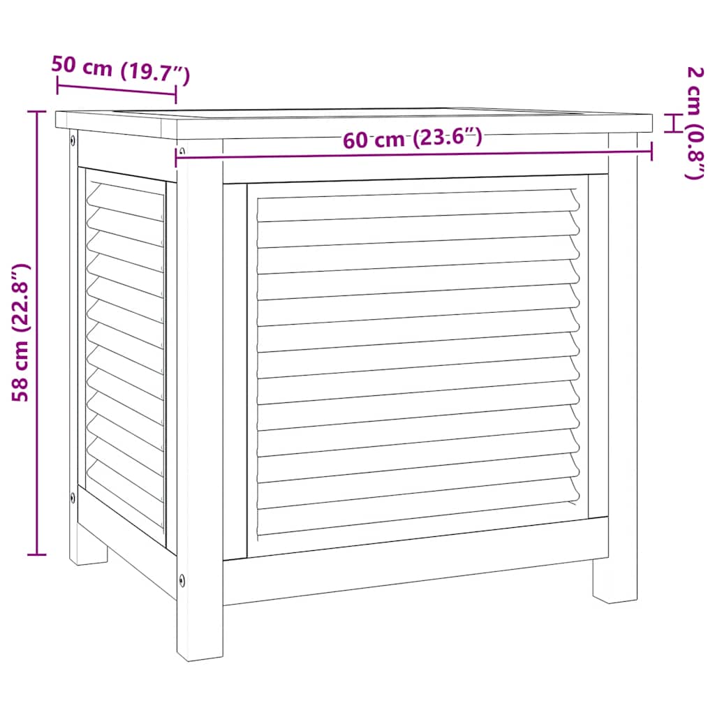 Opbevaringsboks til haven med pose massivt teaktræ - 60 x 50 x 58 cm - number 9.