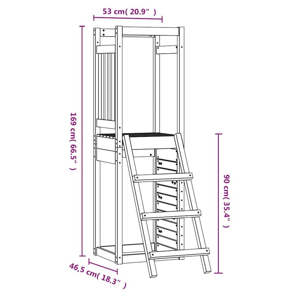 Toy tower 53x46.5x169 cm - 1, pin solide -wood -1 - number 8.