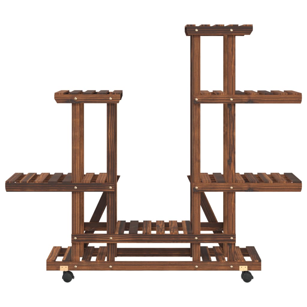 Flower rack with wheels solid pine trees - brown, 95 x 25 x 101 cm, 1 - number 4.