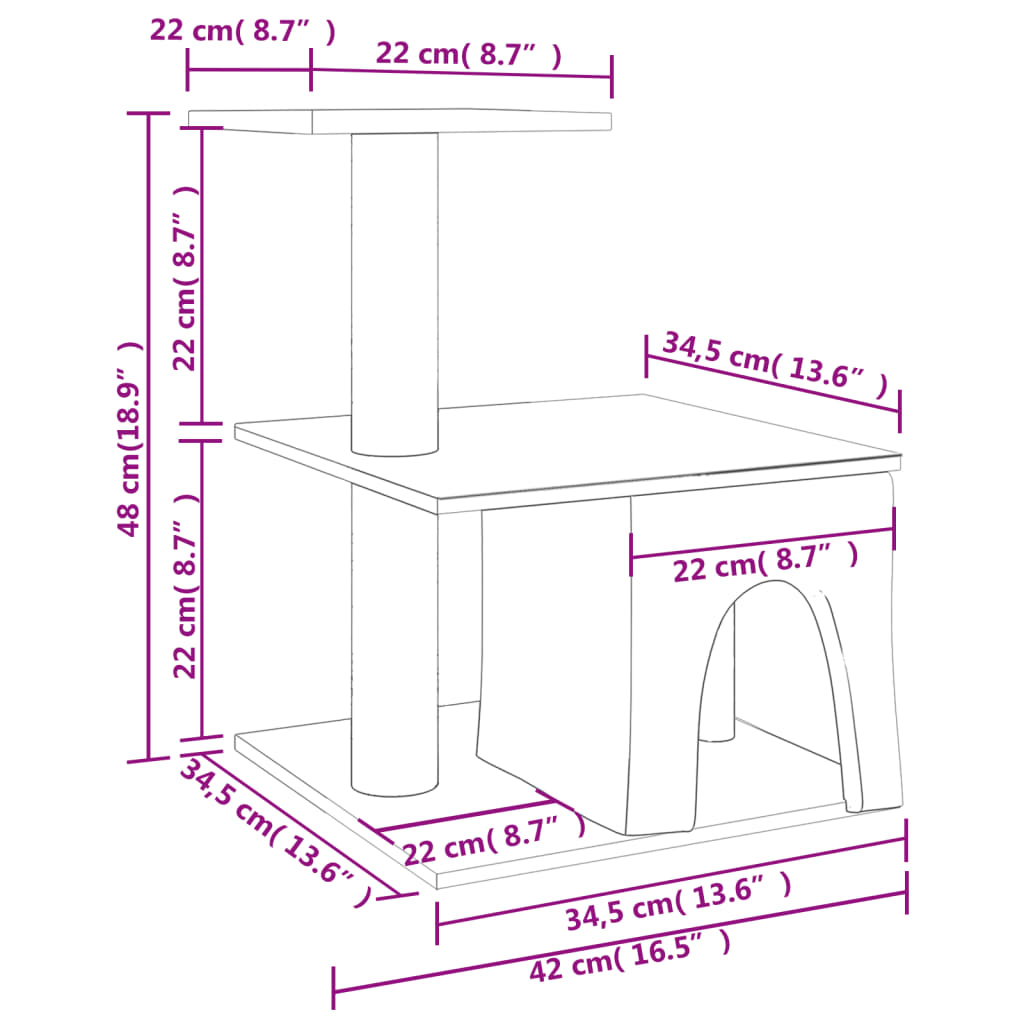 Arbre à chat avec poteaux en sisal 48 cm - gris clair - number 7.