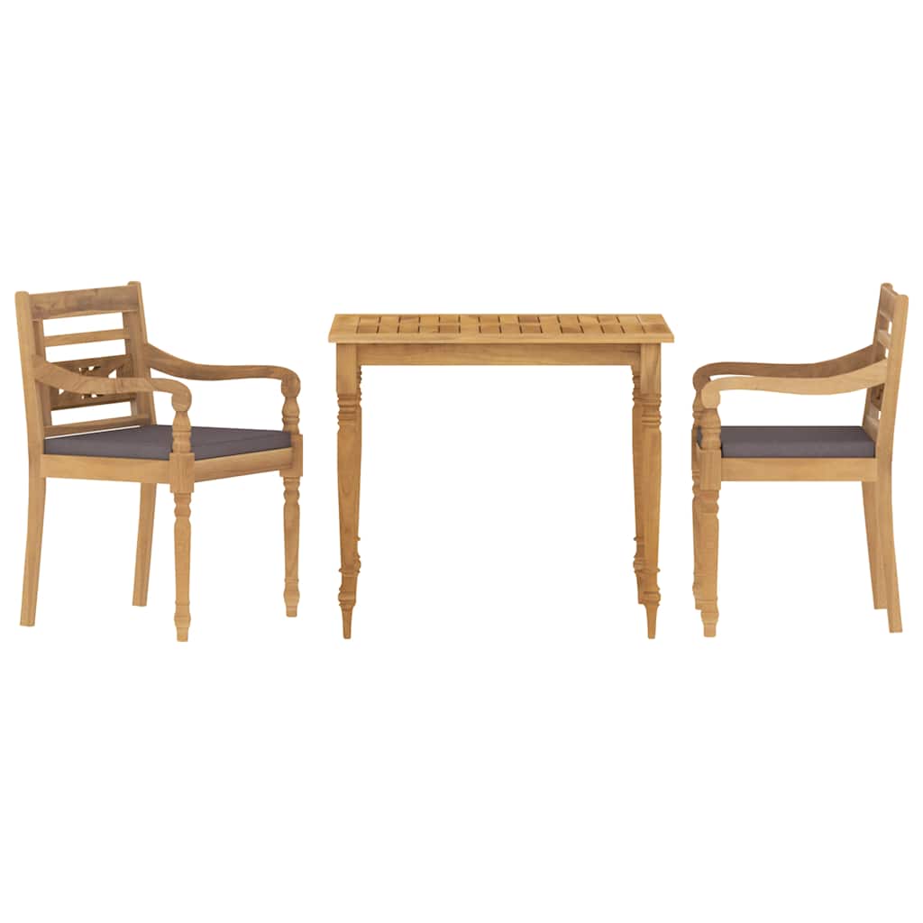 Zestaw ogrodowy do jadalni 3-częściowy z poduszkami z litego drewna tekowego - ciemnoszary, 2 szt. - number 2.