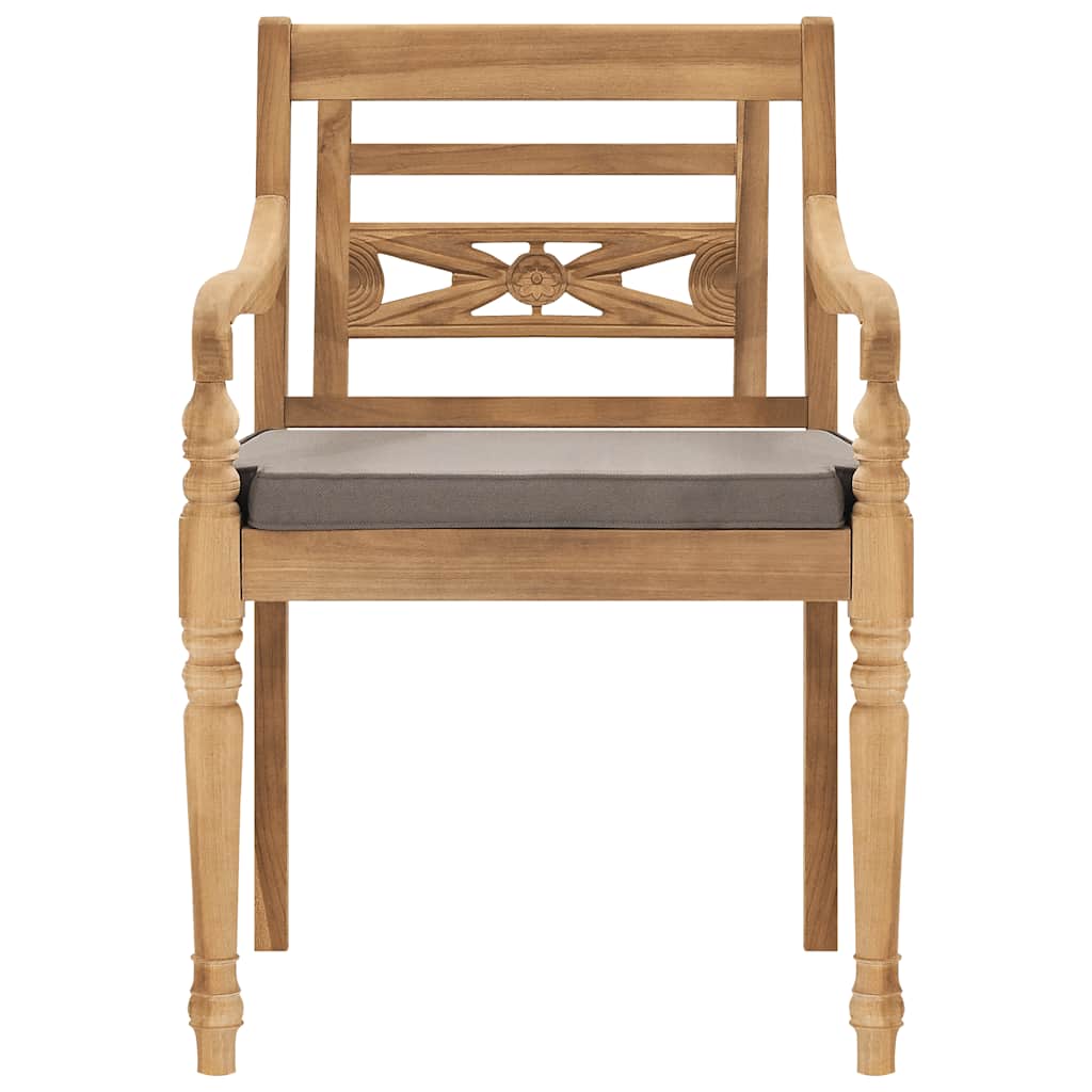 Zestaw ogrodowy do jadalni 3-częściowy z poduszkami z litego drewna tekowego - ciemnoszary, 2 szt. - number 4.