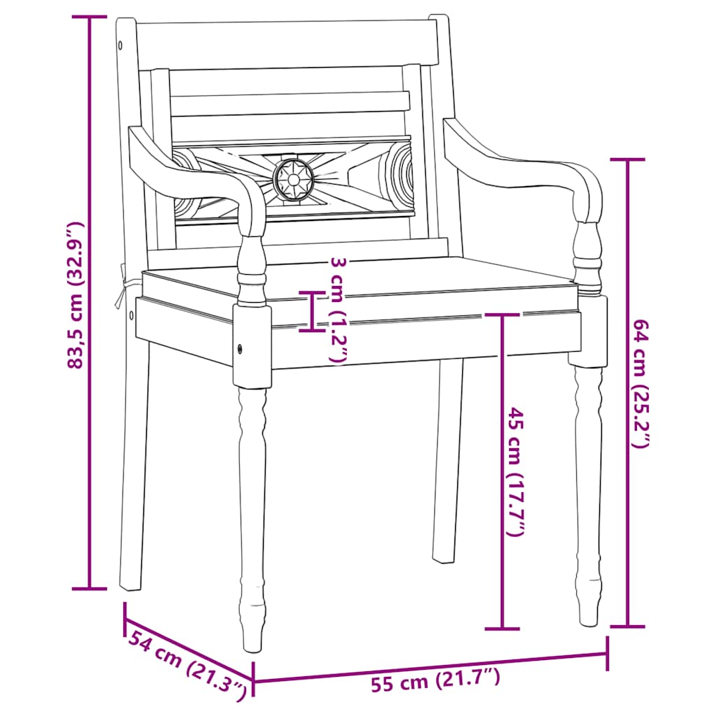 Zestaw ogrodowy do jadalni 3-częściowy z poduszkami z litego drewna tekowego - ciemnoszary, 2 szt. - number 11.