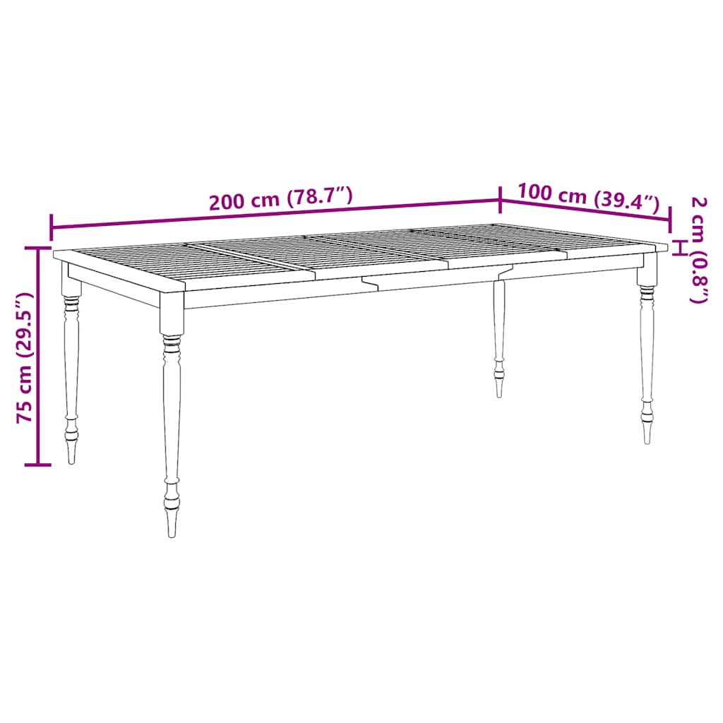 Vrtna blagovaonska garnitura 7 komada punog tikovine - smeđa, 6 - number 10.