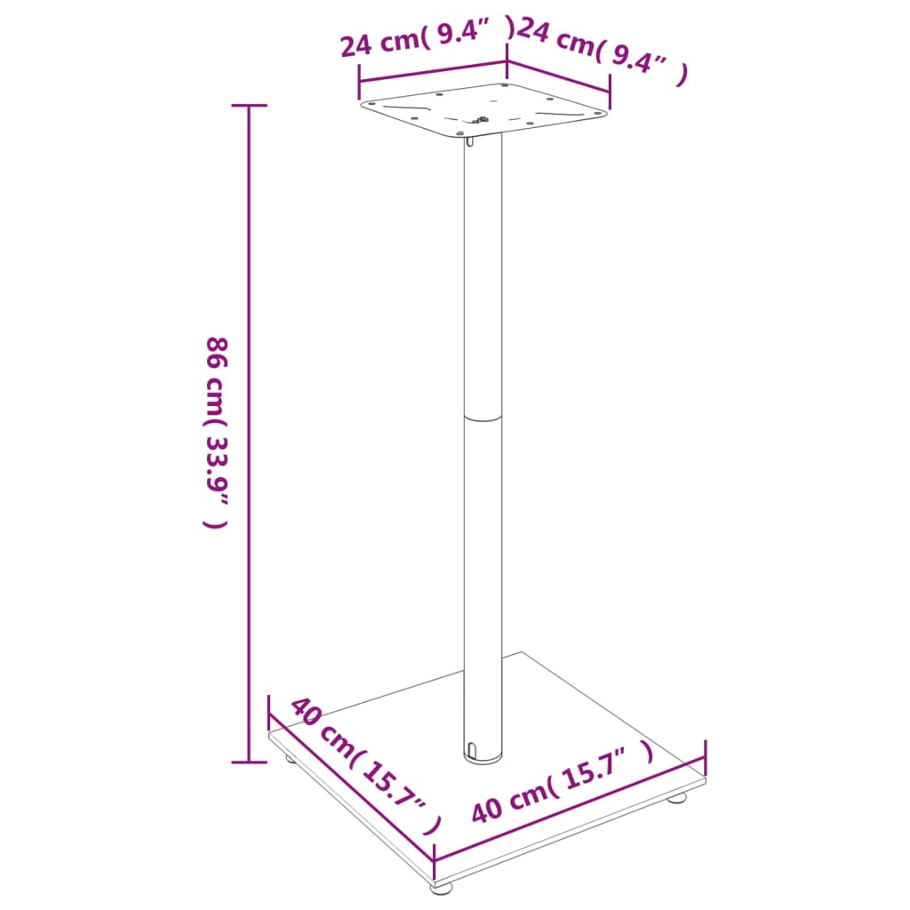 Supporti per altoparlanti 2 pz. 1 pilastro vetro temperato - nero, 40 x 40 x 86 cm - number 7.