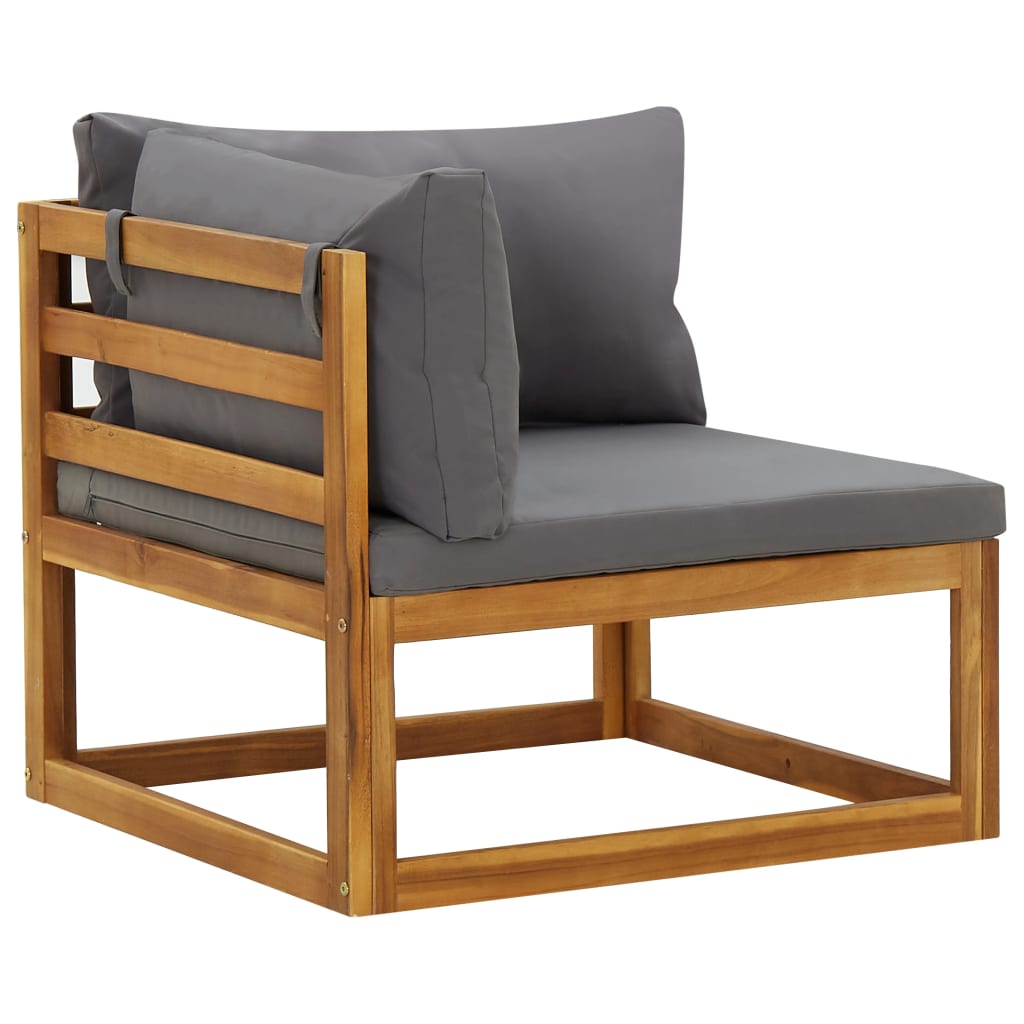 Kutni moduli za vrtnu garnituru kom. s jastucima puno bagremovo drvo - tamno siva, 2, kutna garnitura (2 kom.) - number 2.