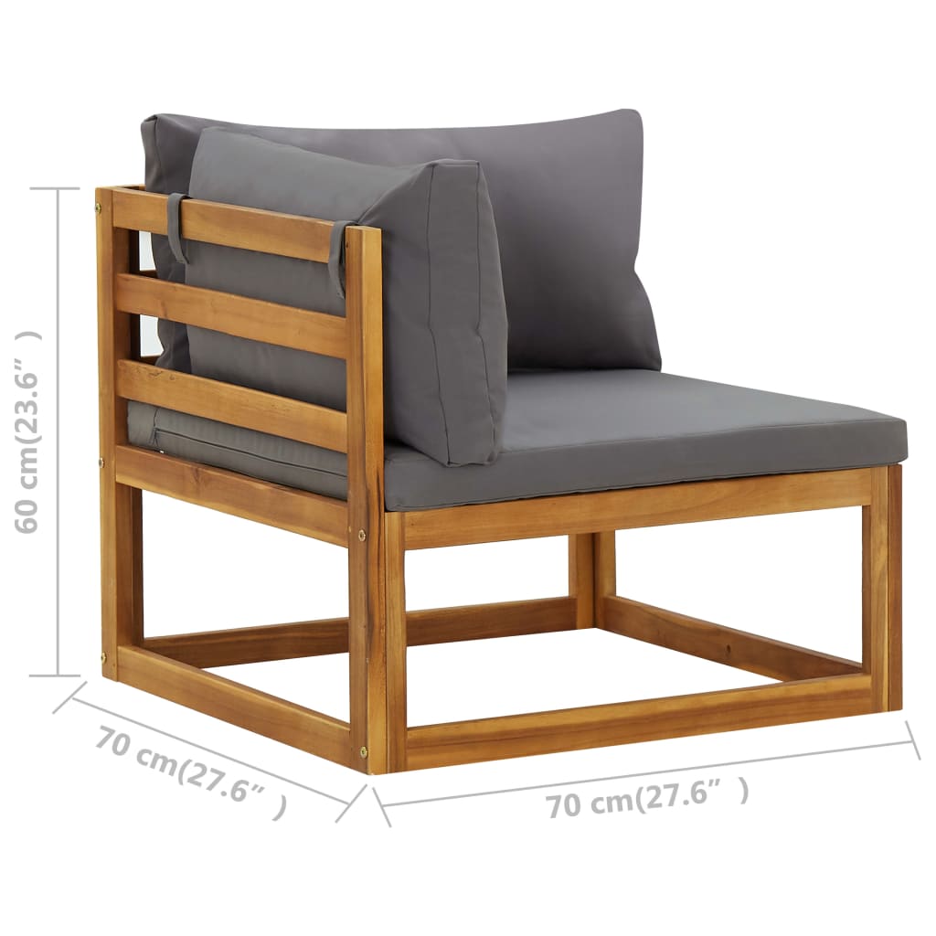 Kutni moduli za vrtnu garnituru kom. s jastucima puno bagremovo drvo - tamno siva, 2, kutna garnitura (2 kom.) - number 8.