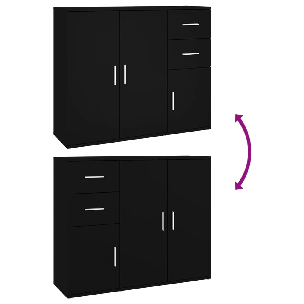 Skænk 91x29,5x75 cm konstrueret træ - sort, 1 - number 9.