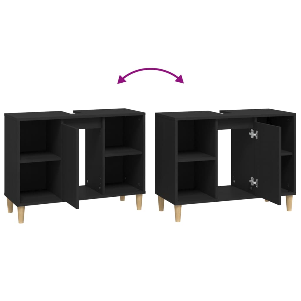 Ormar za pranje ruku 80x33x60 cm izgrađeno drvo - crno, 1 - number 9.