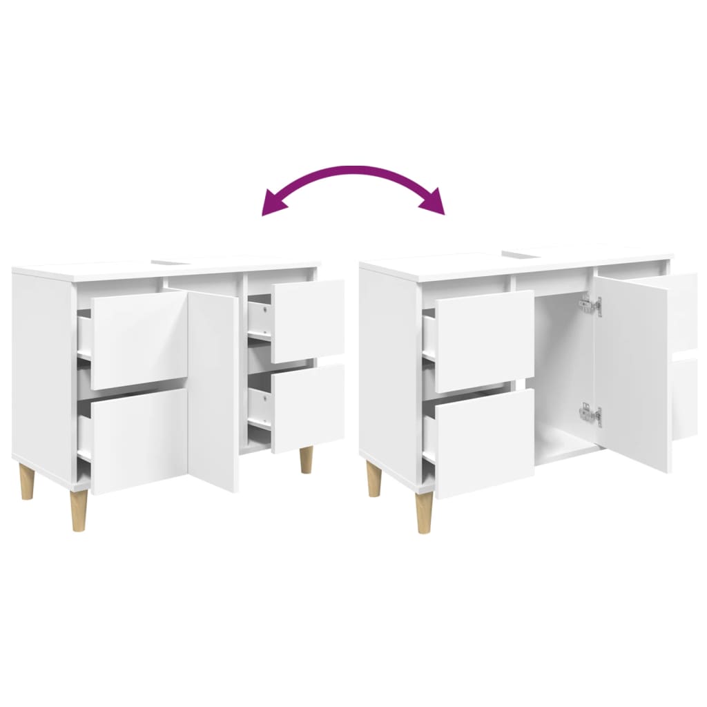 Underskab til håndvask 80x33x60 cm konstrueret træ - hvid, 1 - number 8.
