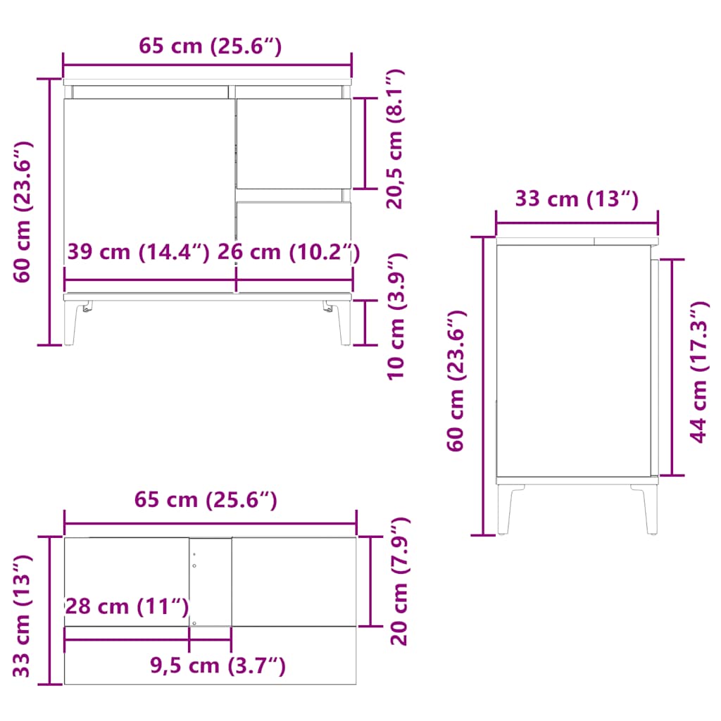 Kupatilo ormar 65x33x60 cm izgrađeno drvo - crno, 1, x, x - number 12.