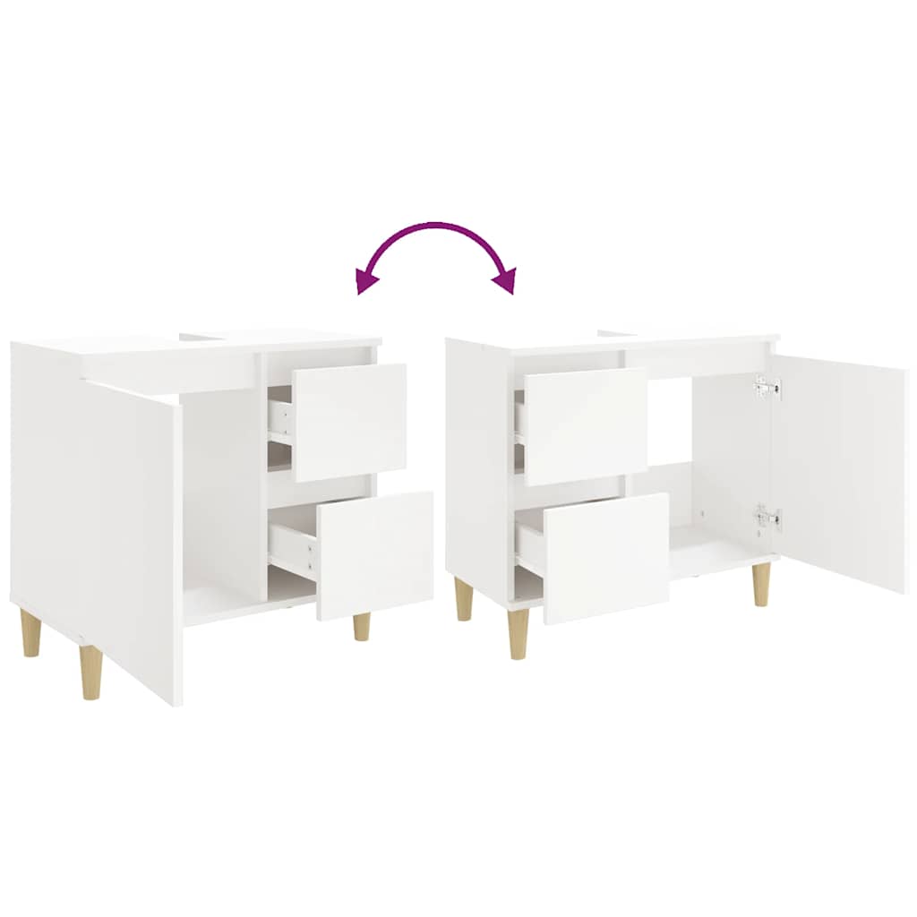 Kupaonijski ormar 65x33x60 cm izgrađeno drvo - bijelo, 1, x, x - number 10.