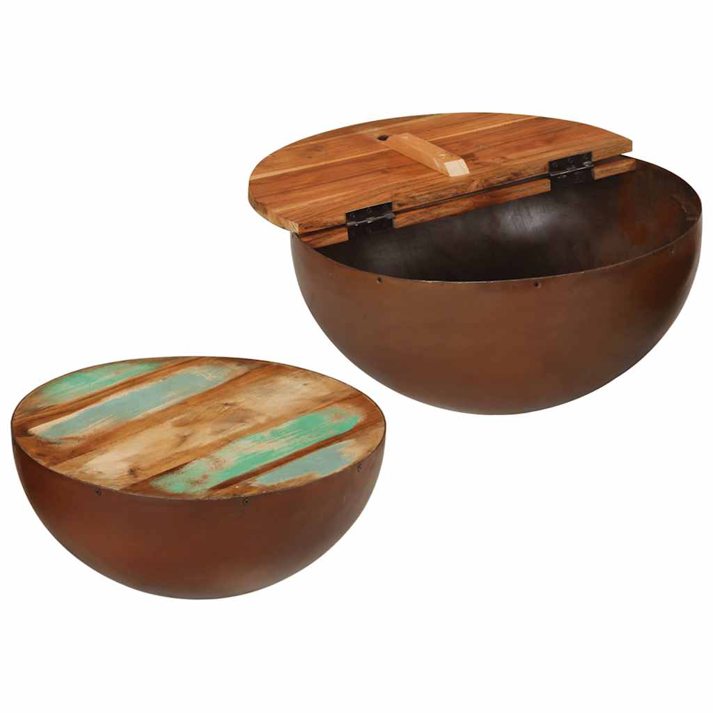 Skålformede sofaborde 2 stk. massivt genbrugstræ - number 3.