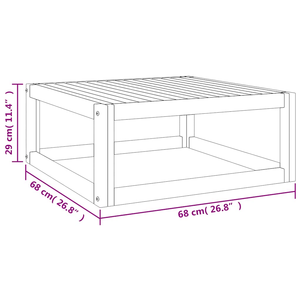 Salongbord 68x68x29 cm massivt akasietre - number 7.