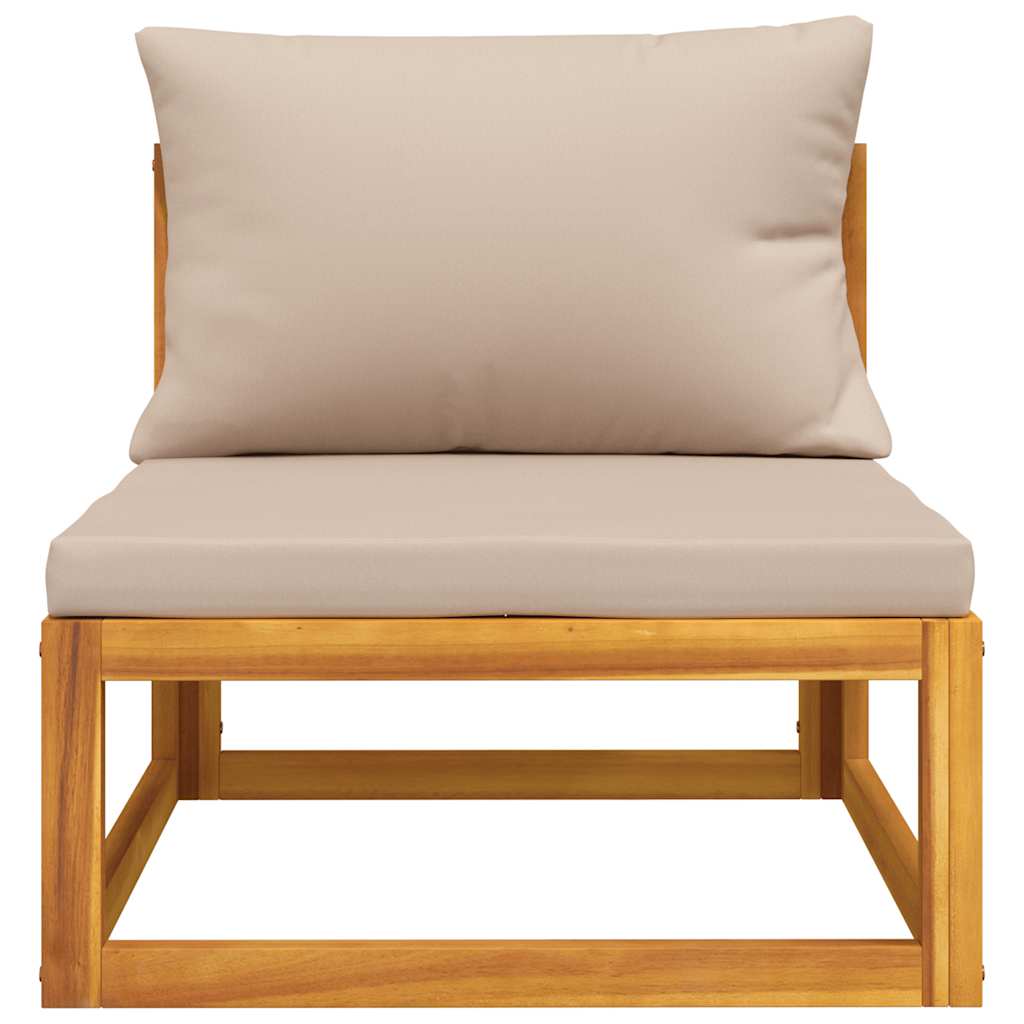 Sofasæt til haven 2 dele med hynder massivt akacietræ - gråbrun, 1, hjørnedel + midterdel - number 4.