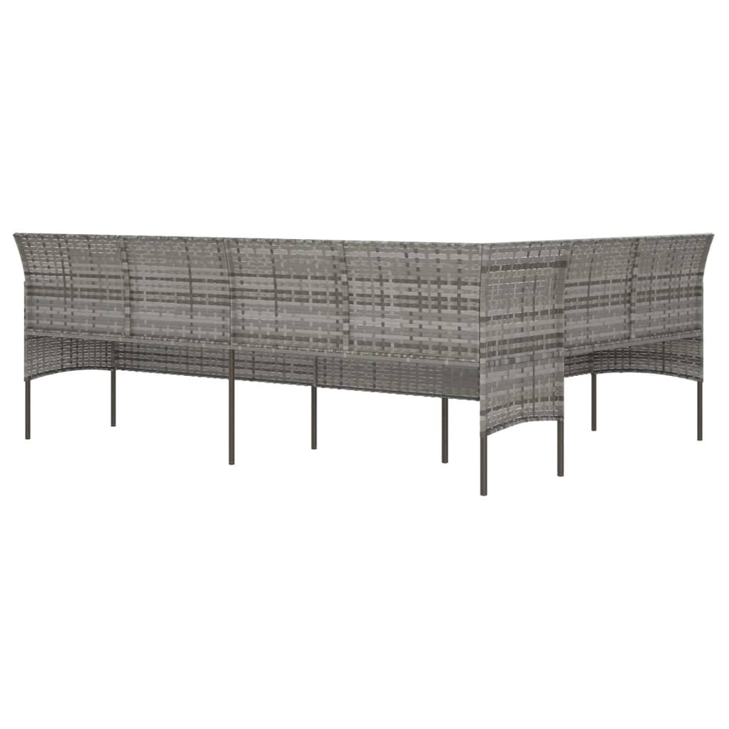 L-formet havesofa med hynder polyrattan grå - number 5.