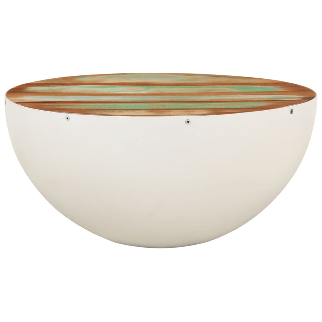 Stolik kawowy w kształcie miski ø50x24 cm lite drewno z odzysku biały - number 2.