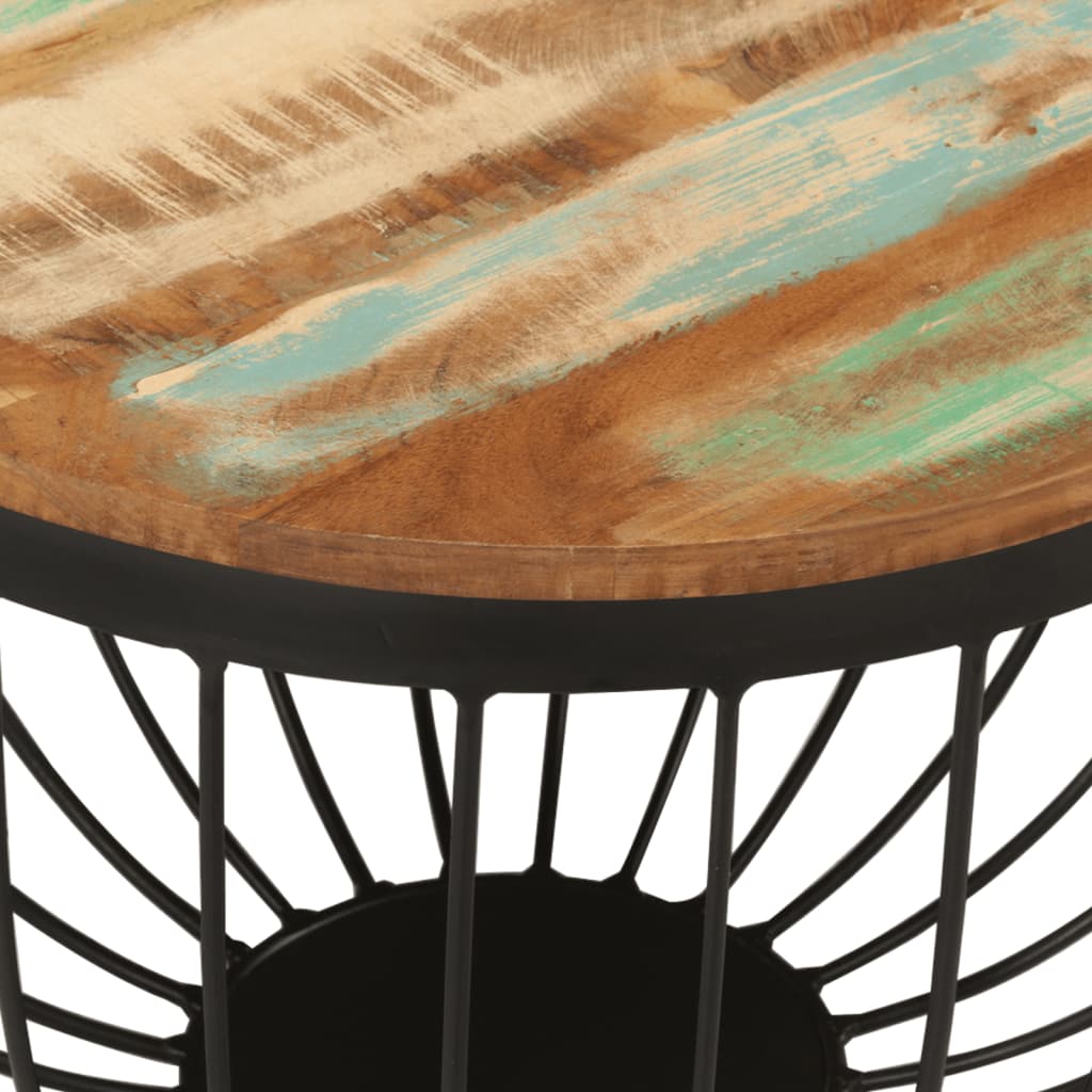 Stolić za kavu ø50x35 cm puno reciklirano drvo i čelik - number 4.