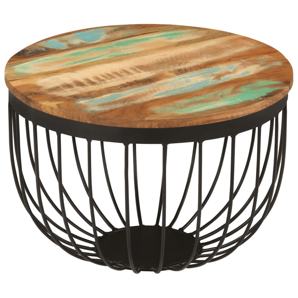 Stolić za kavu ø50x35 cm puno reciklirano drvo i čelik - number 10.