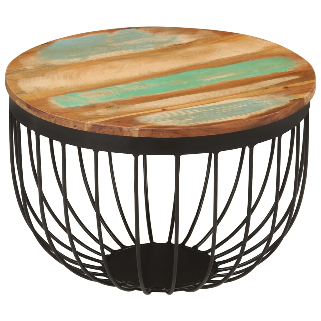 Stolić za kavu ø50x35 cm puno reciklirano drvo i čelik - number 9.