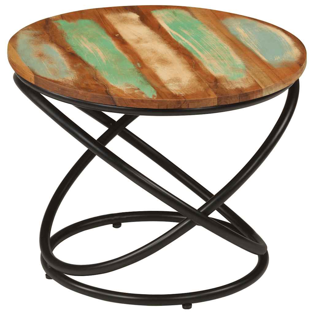 Sofabord ø50x40 cm massivt genbrugstræ og stål - number 11.