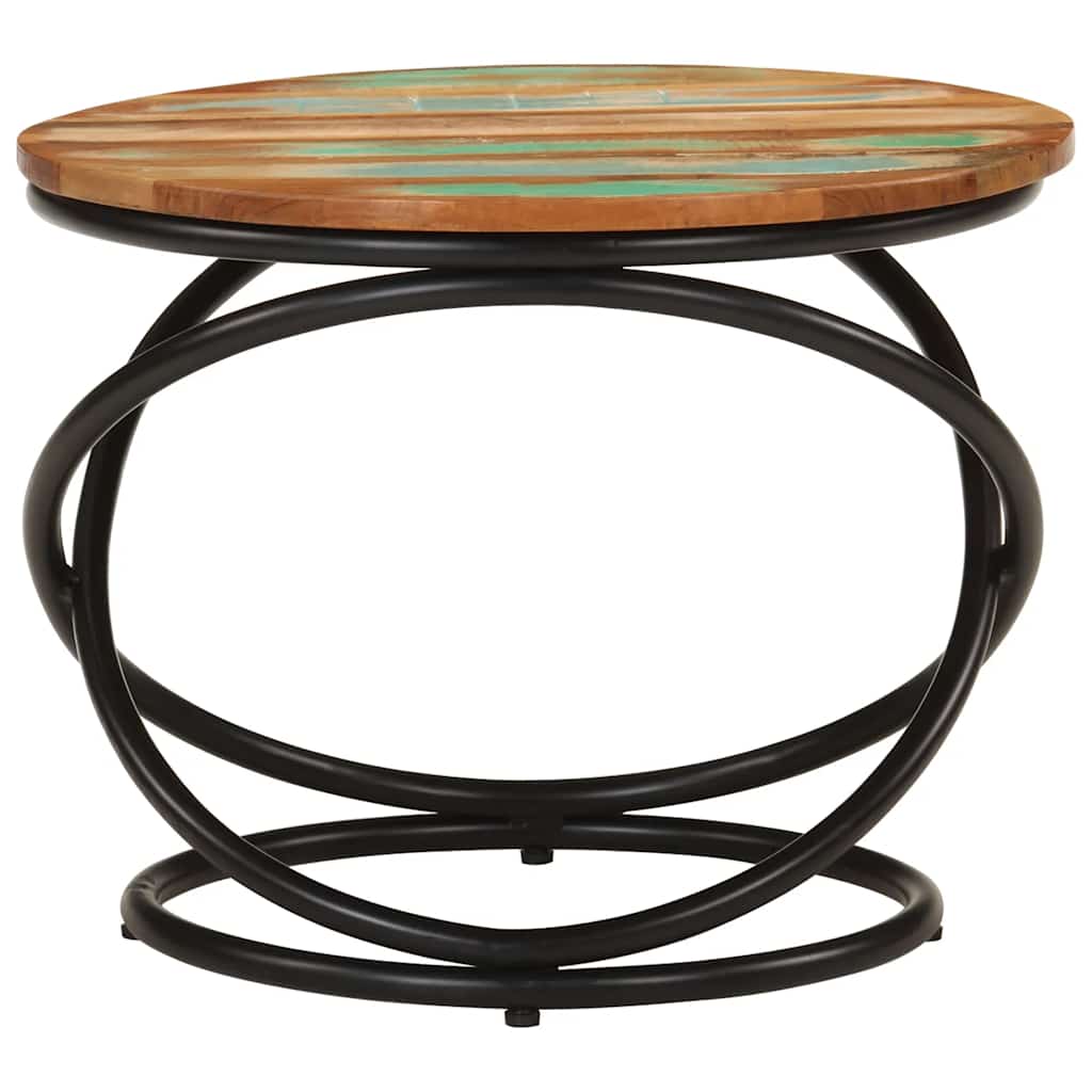 Sofabord ø50x40 cm massivt genbrugstræ og stål - number 3.